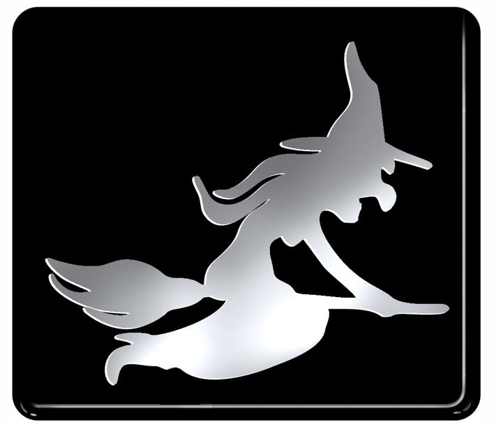 NAKLEJKA WLEP ZNACZEK TATTOO NA AUTO CZAROWNICA NIKIEL ŻYWICA 3D 8,3x7,3 cm
