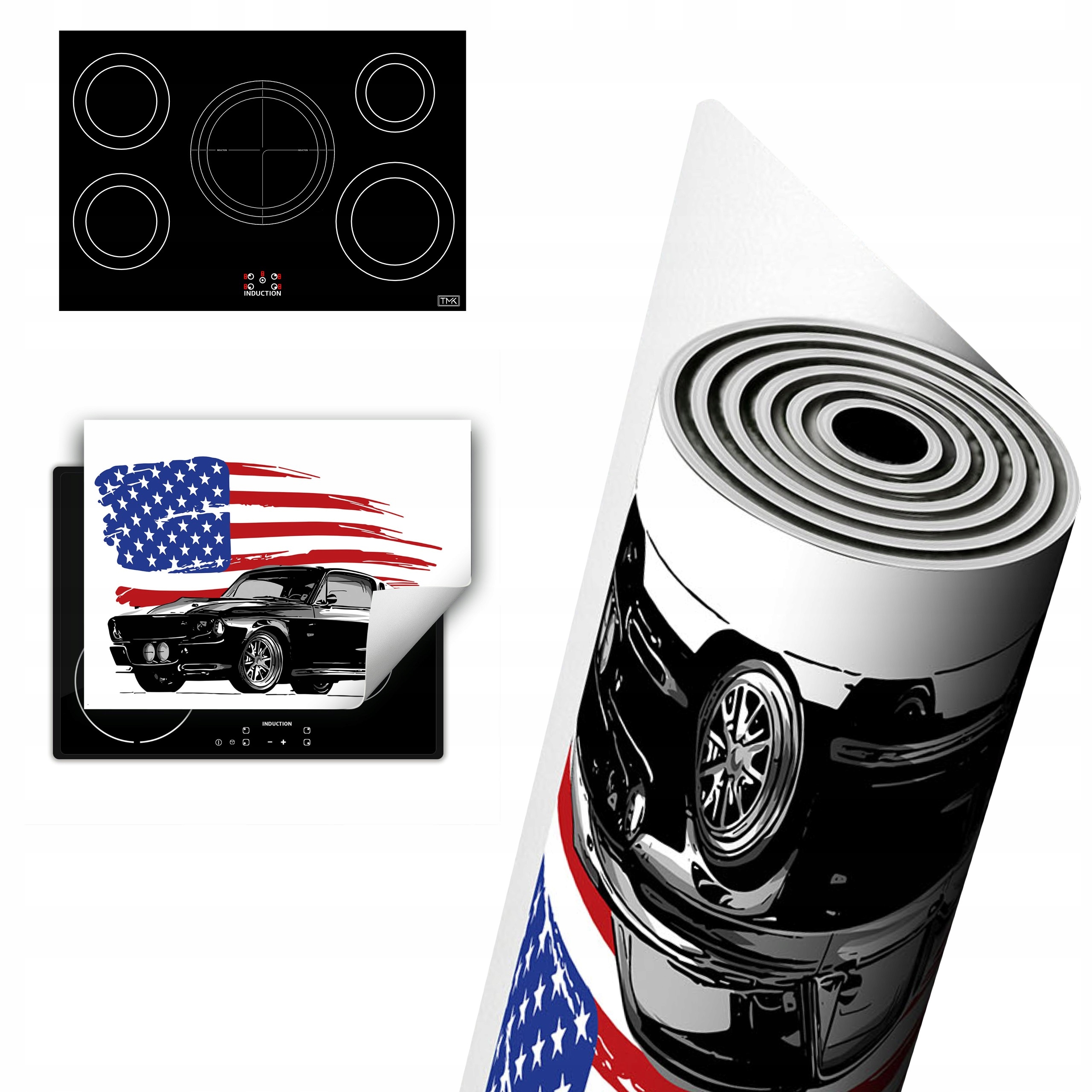 Vinylová Ochrana Na Indukční Desku 80x52 Auto Mustang