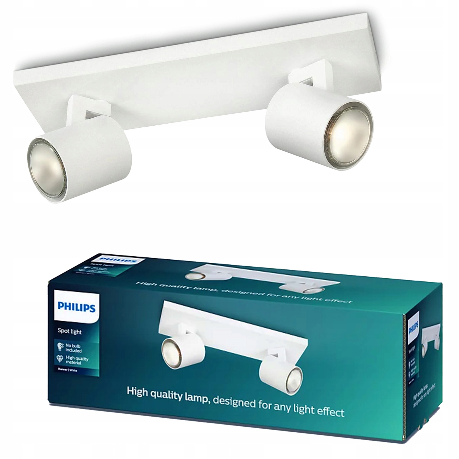 Stropná lampa Nástenný reflektor 2x GU10 Biela Runner Philips