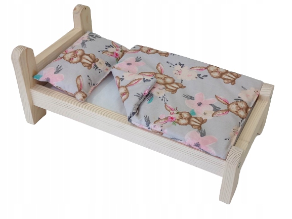 ŁÓŻKO DLA LALEK. ŁÓŻECZKO Z POŚCIELĄ BAWEŁNIANĄ