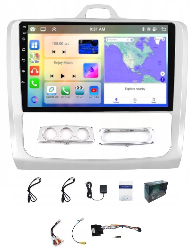 Android Rádio S Navigací Pro Ford Focus 2004-2011 Gps Carplay 6GB Ram 128GB Paměť