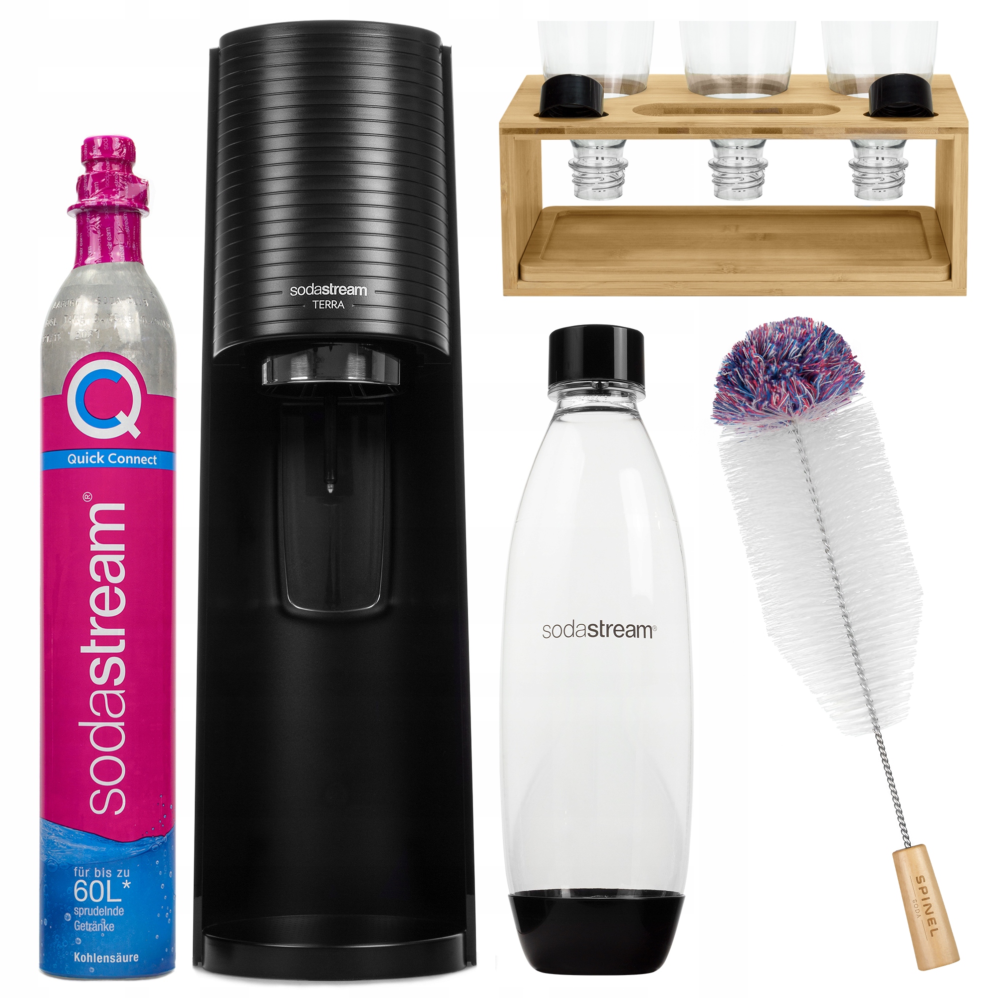 Saturator Sodastream Terra Do Wody Butelka Syfon Stojak Szczotka Do Butelek