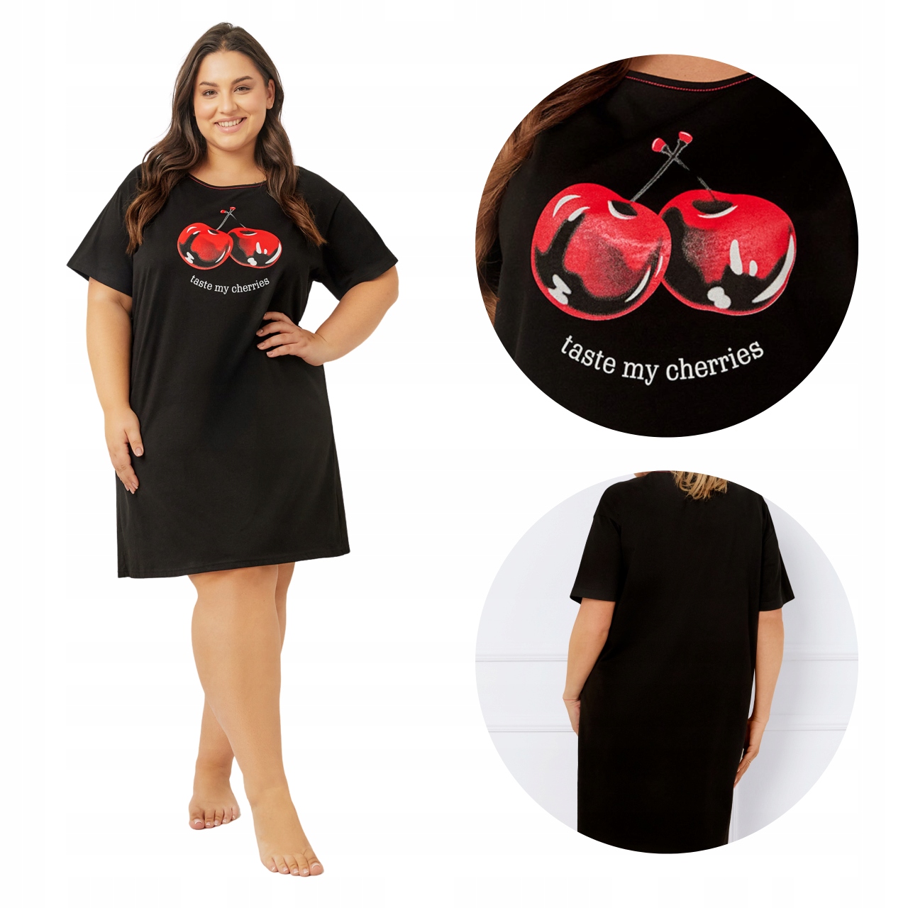 Košile noční bavlněná s krátkým rukávem XXL Cherry Italian Fashion