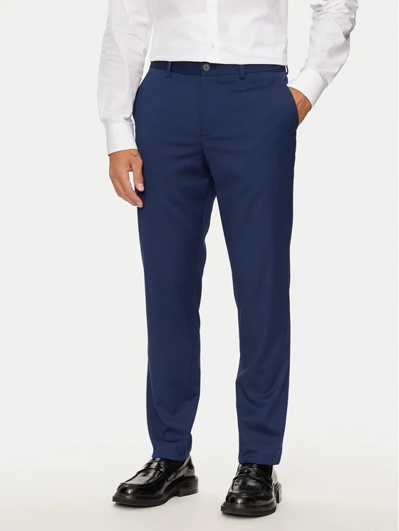 Selected Homme Modré Elegantní Kalhoty Jednoduchého Střihu 52 7CA