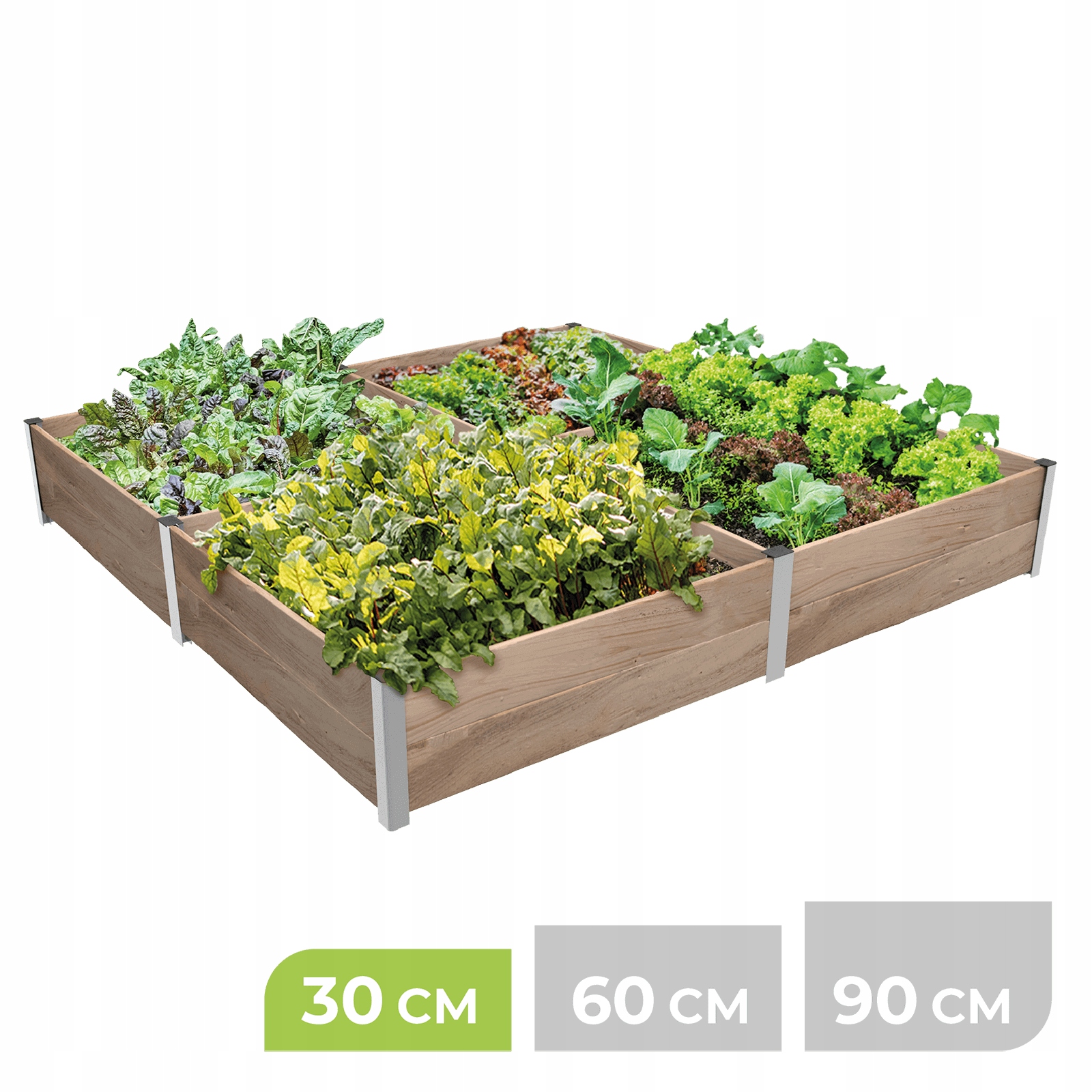 Modulárna vyvýšená vysoká záhonová záhradná skrinka 207x207x30H