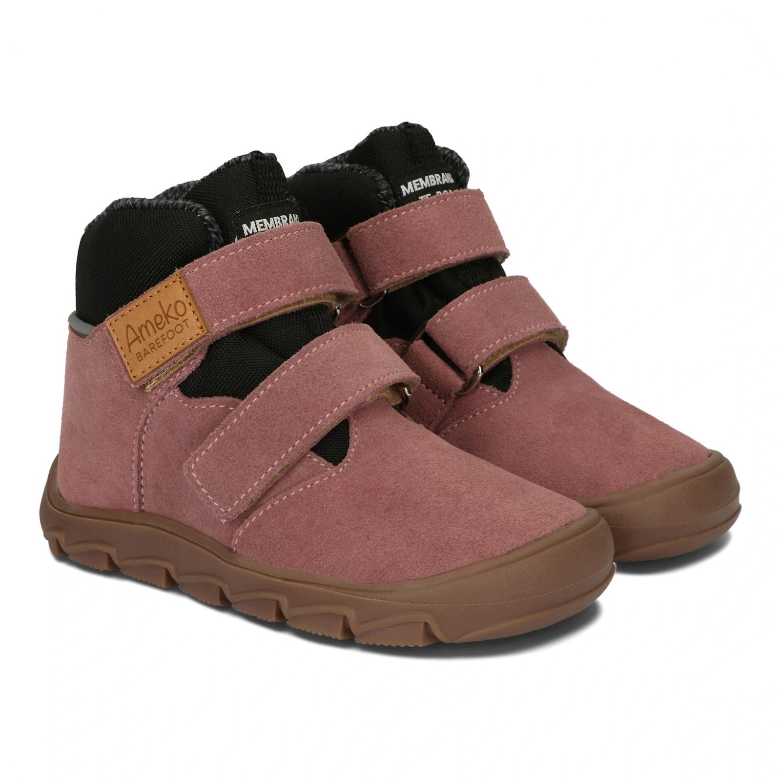 Buty barefoot skórzane ocieplane dziewczęce Ameko Atlas Brownrose różowe 25