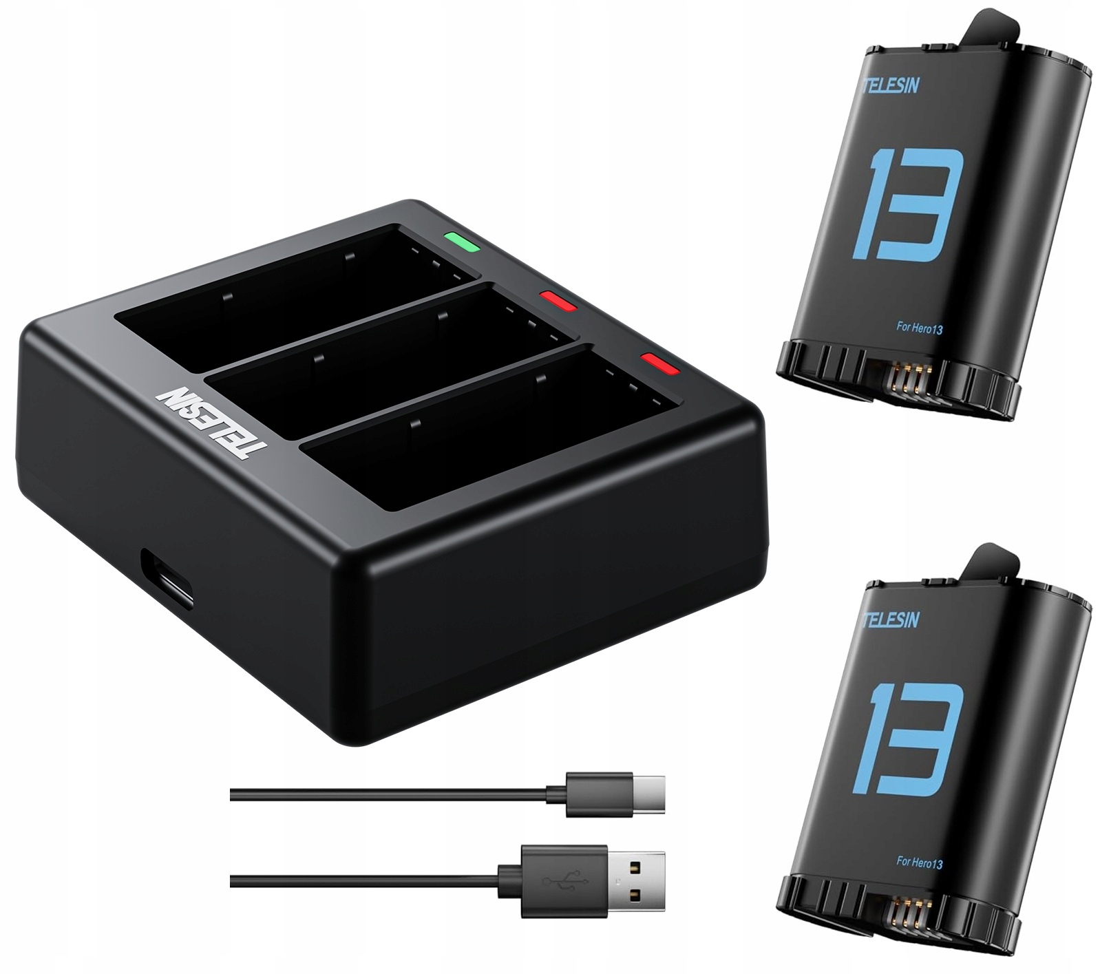 Usb nabíječka 2x Akumulátor Baterie pro GoPro Hero 13 Black Telesin
