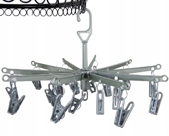 

Wieszak suszarka na bieliznę z klipsami Srebrna