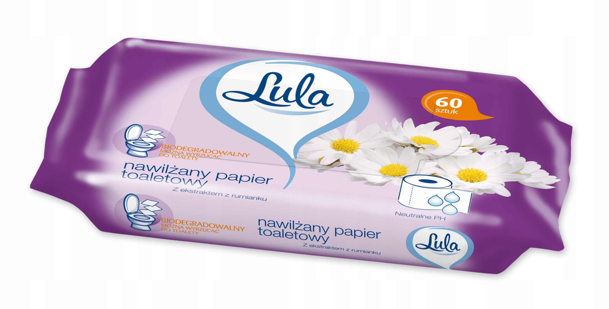 

Lula Nawilżany papier toaletowy rumiankowy 60szt