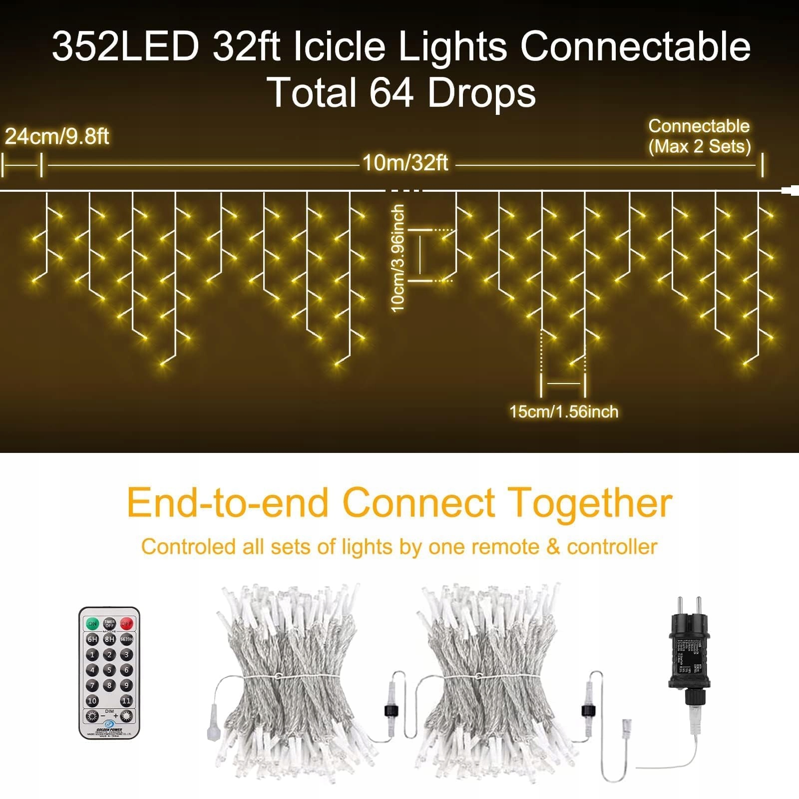 TARGETONE KURTYNA ŚWIETLNA GIRLANDA ZEWNĘTRZNA 352LED 10m 11 Trybów — miniatura 6