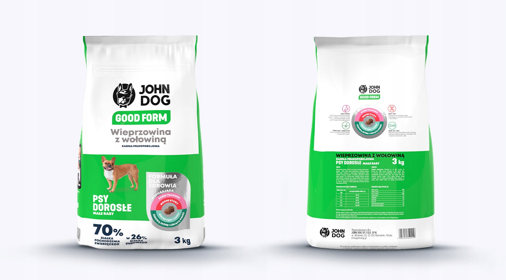 Levně John Dog Good Form Suché krmivo pro psy vepřové s hovězím masem malých plemen 3kg