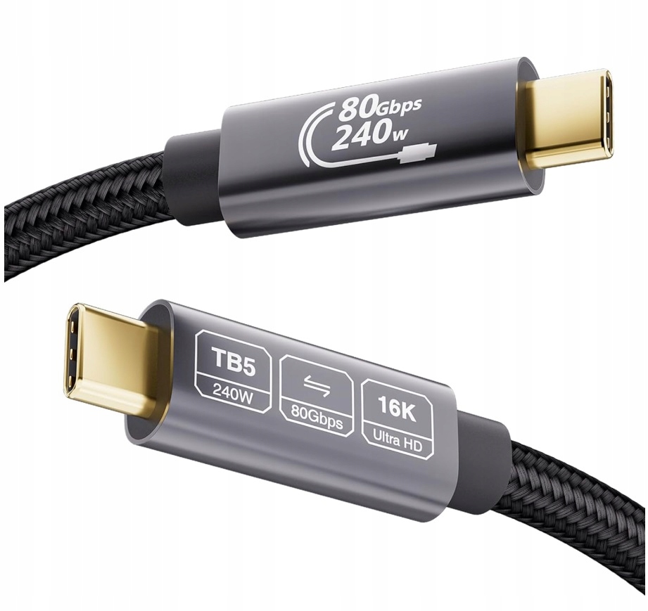 Kabel Thunderbolt 5 Usb-c 80 Gb/s 240W 3M funguje s rozhraním Thunderbolt 3 4 Usb 4.0
