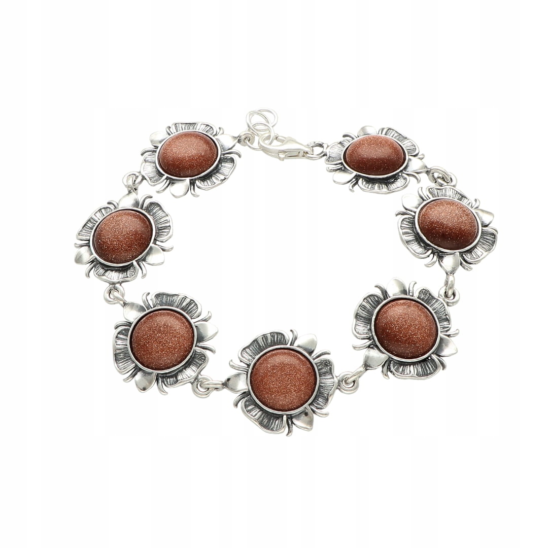 Náramek s pískem pouště, květina, stříbro