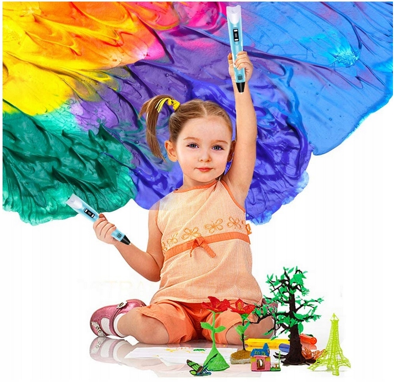 RÓŻOWY DŁUGOPIS 3D drukarka dla dzieci + GRATIS WKŁADY 110 METRÓW! Model PR-B