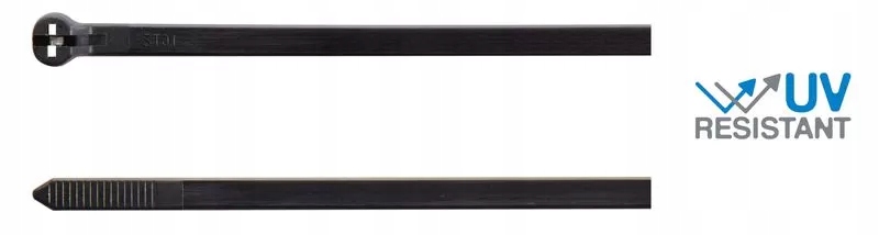 100x Opaska kablowa ze stalowym zębem 200x2,5mm czarna