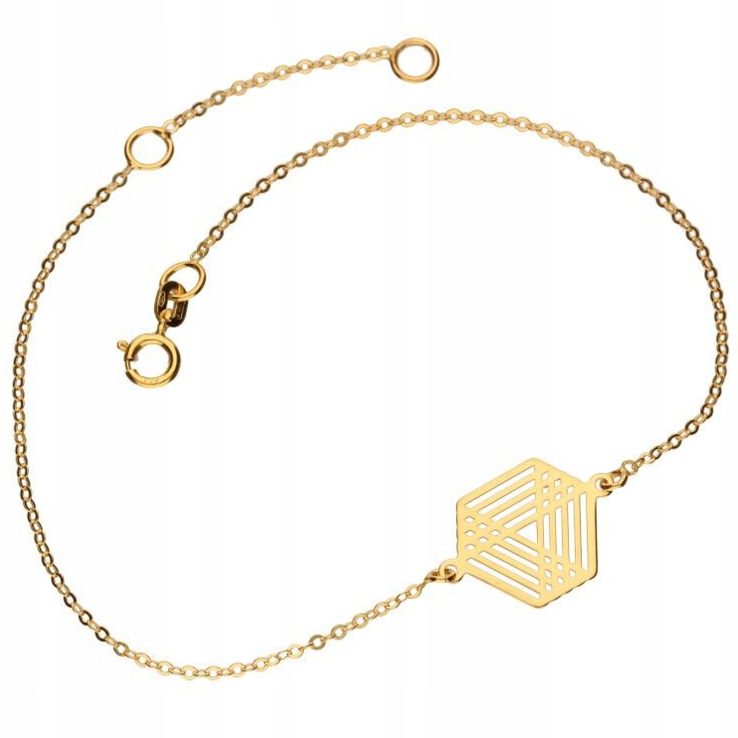 Elegantní náramek ze zlata 585, celebrita, geometrický přívěsek