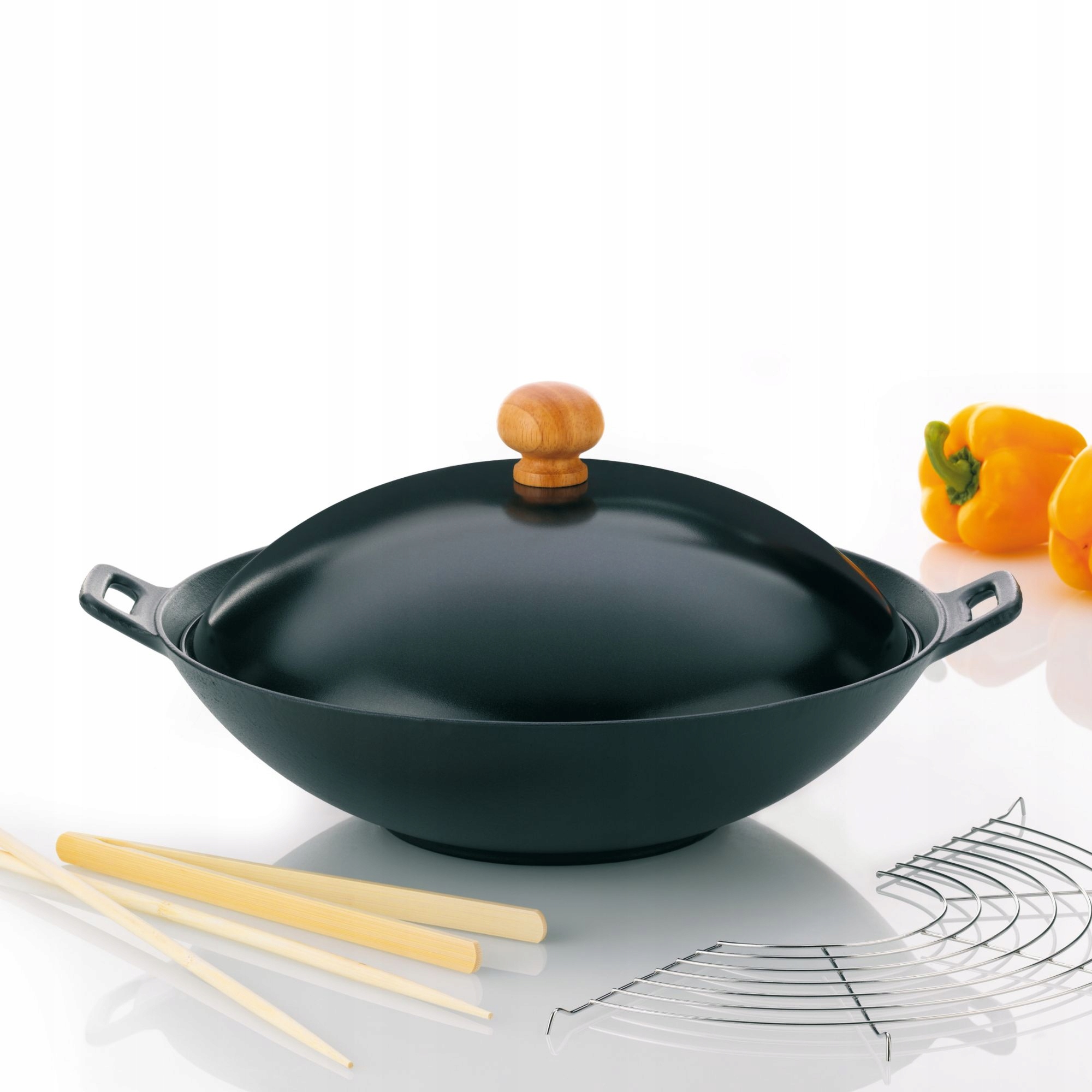 Wok Kela Classic żeliwny 36 cm zestaw Asia 5 pcs. Stan opakowania oryginalne