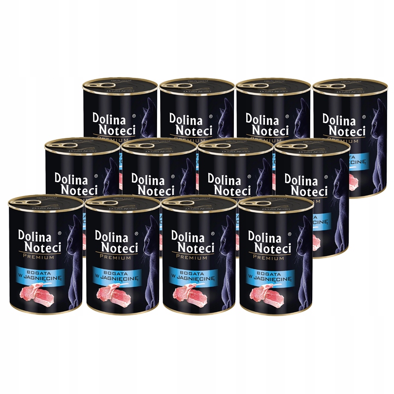 Krmivo pro kočky bohaté na jehněčí maso Dolina Noteci Premium sada 12x 400g
