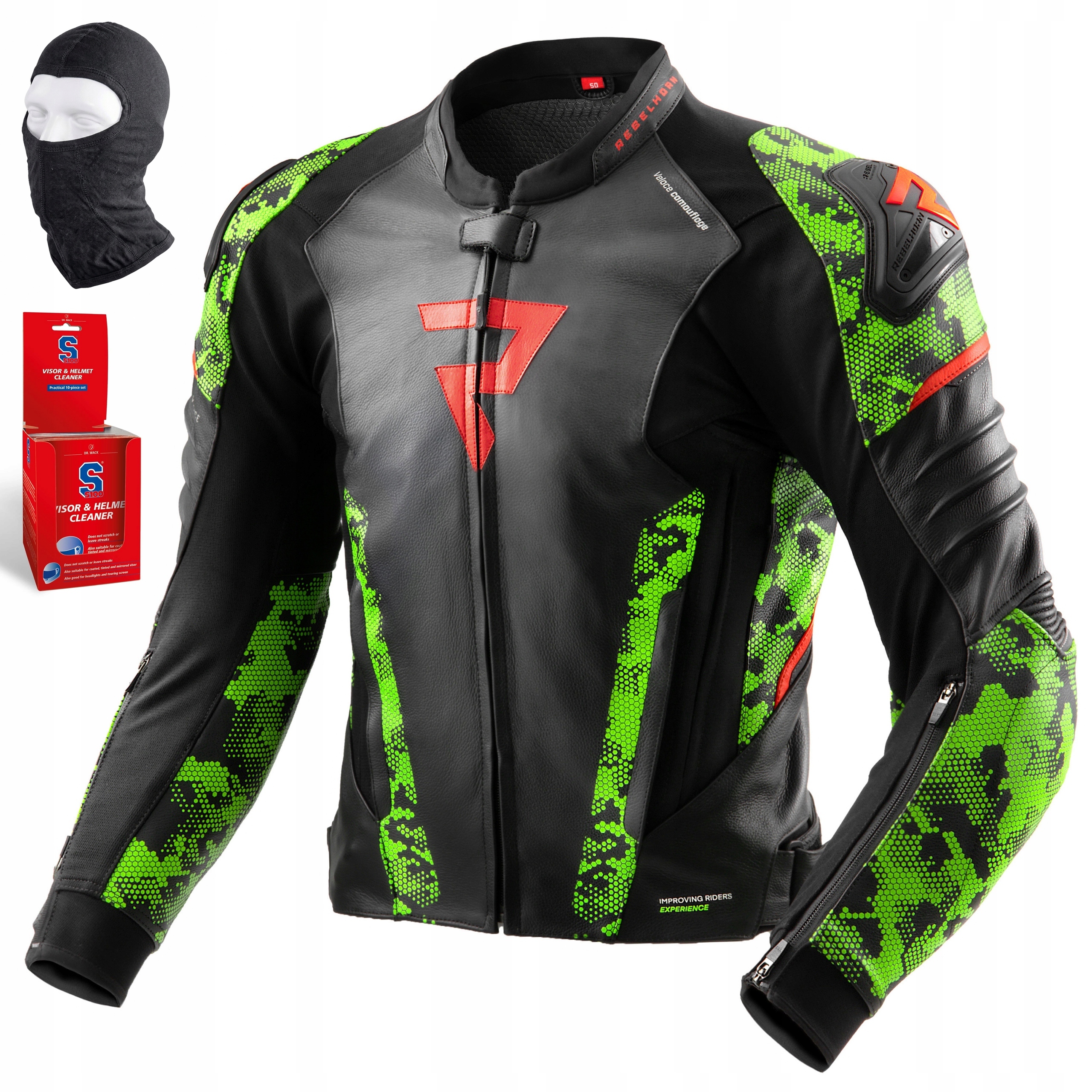 Motocyklová bunda Rebelhorn Veloce kožená, certifikácia Aa 4-Way Stretch