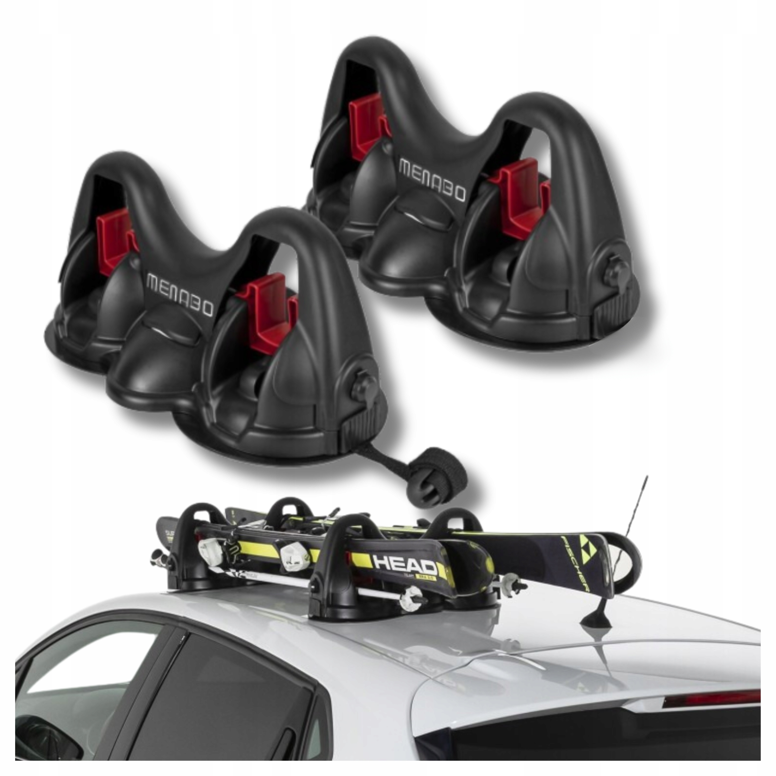 Magnetický držiak na lyže pre 2 páry lyží palice Menabo Himalaya