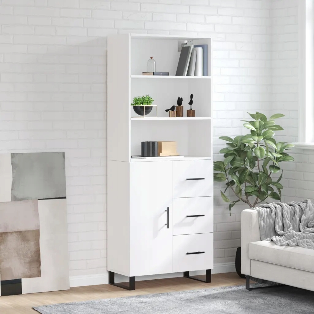 Skříň highboard bílá 69,5 x 34 x 180 cm kompozitní dřevo Bílá 3189469