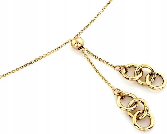 Zlatý náhrdelník 585 dvojitý dlouhý přívěsek r45 jako dárek, módní vzor 14k