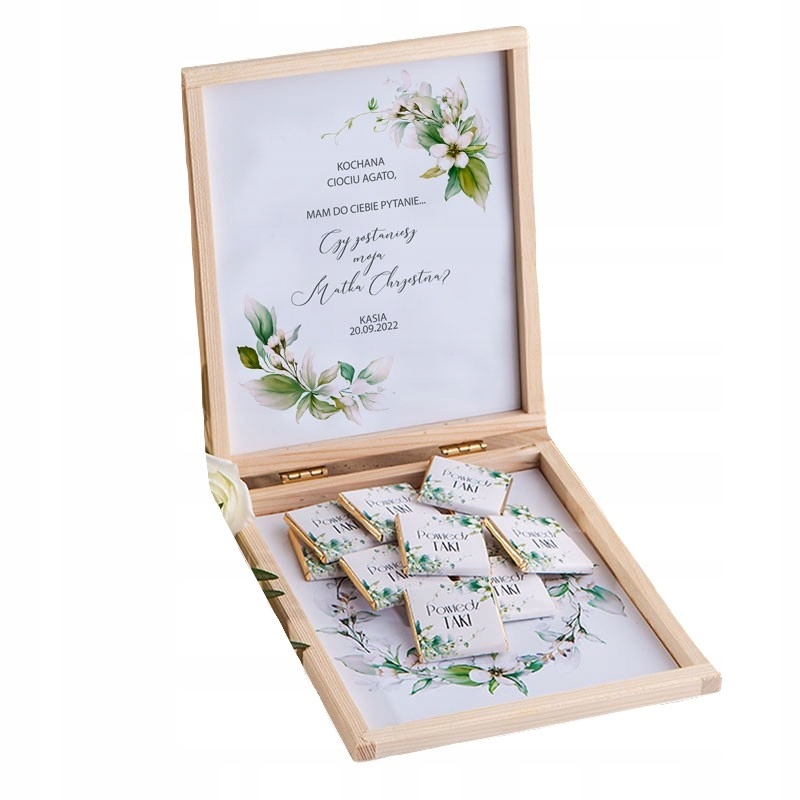 

Prośba o bycie Chrzestną pudełko Imię Wianek