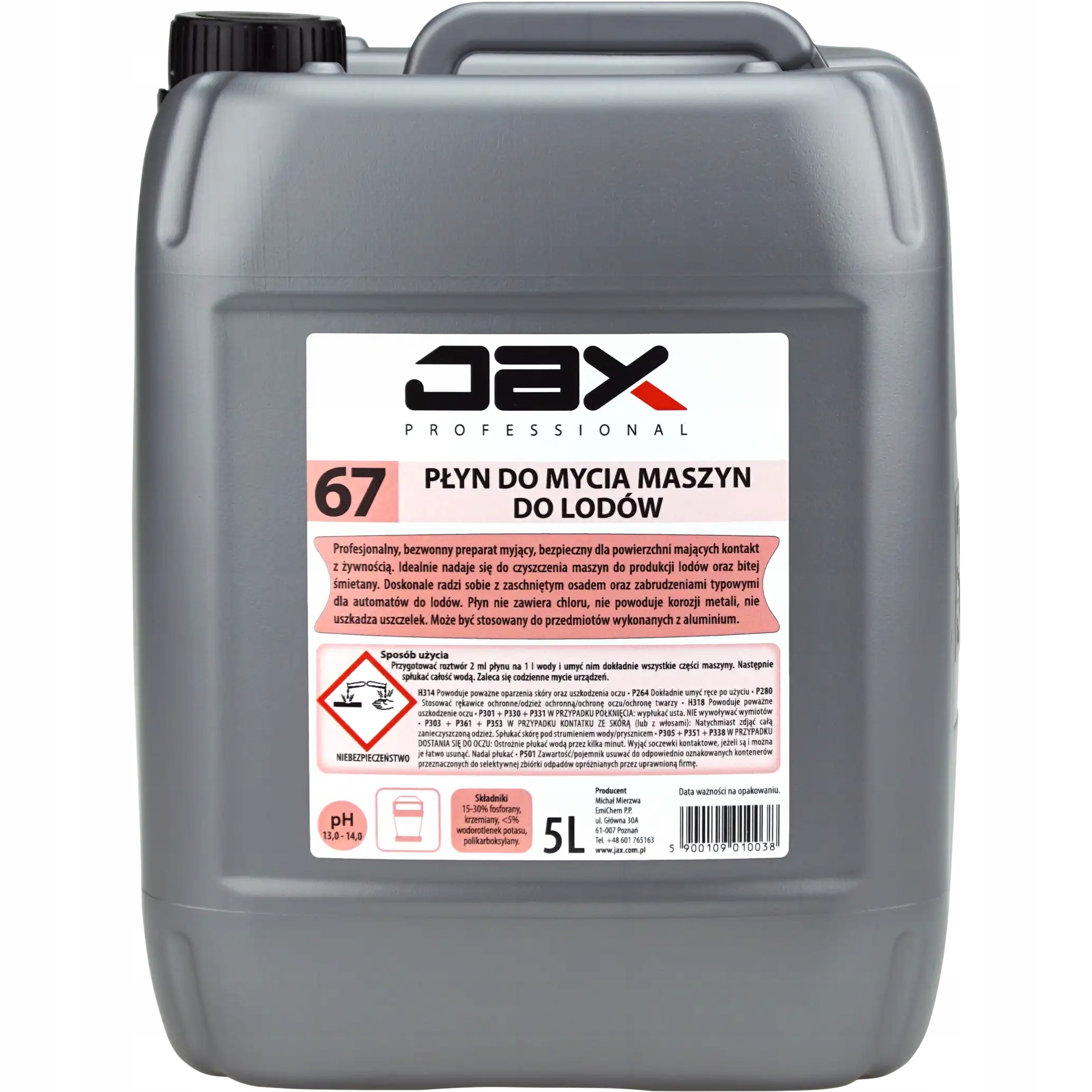 Jax 67 Płyn do mycia maszyn do lodów 5l