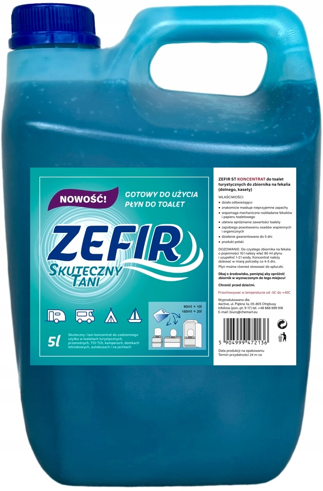 

Płyn Do Toalet Turystycznych Zefir Wc Blue 5L New!