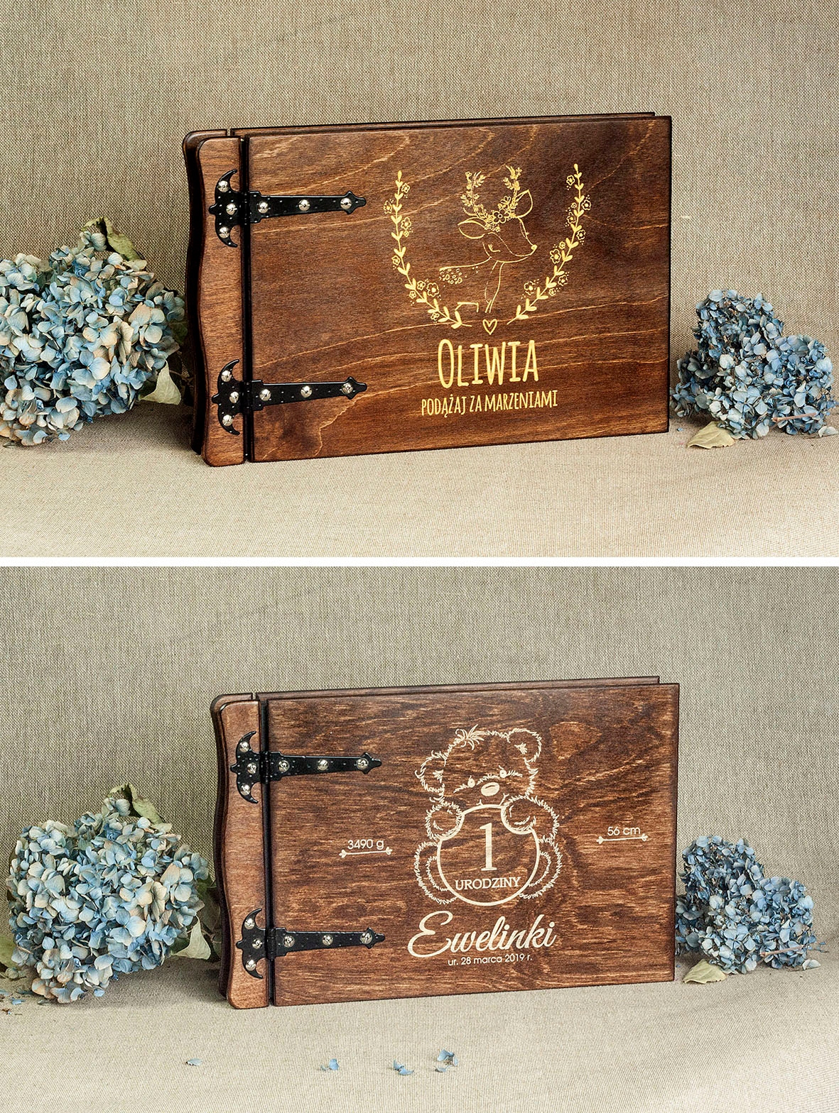 ALBUM DREWNIANY PREZENT URODZINY ROCZEK ZDJĘCIA Waga (z opakowaniem) 2 kg