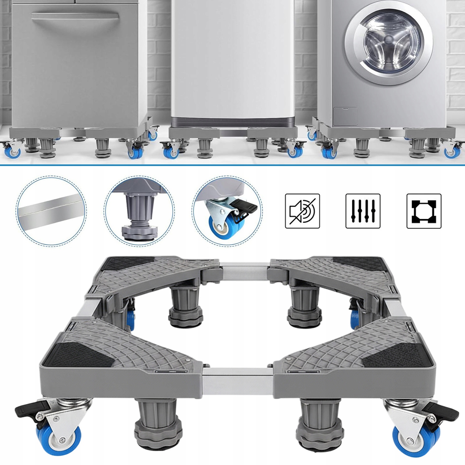 Podstawa Pod Pralkę Lodówkę Suszarkę Bębnową, Regulowana Szerokość Wysokość