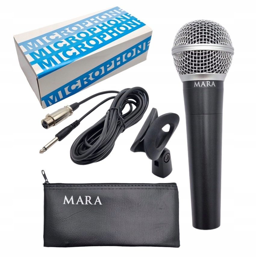 MIKROFON DYNAMICZNY PRZEWODOWY KARAOKE ESTRADOWY METALOWY DLA DJ KABEL 4m