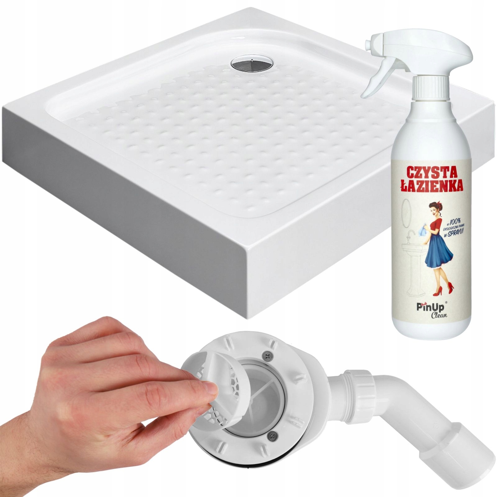 Brodzik 90x90 akryl z obudową wysoki prysznicowy kwadratowy syfon Standard