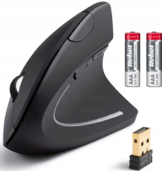 MYSZ ERGONOMICZNA MYSZKA PIONOWA WERTYKALNA BEZPRZEWODOWA + BATERIE