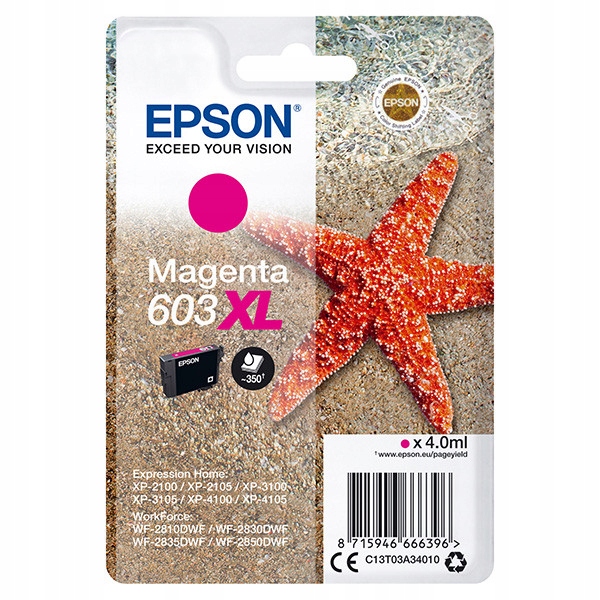 Druk Epson 603XL czerwony (purpurowy) C13T03A34010