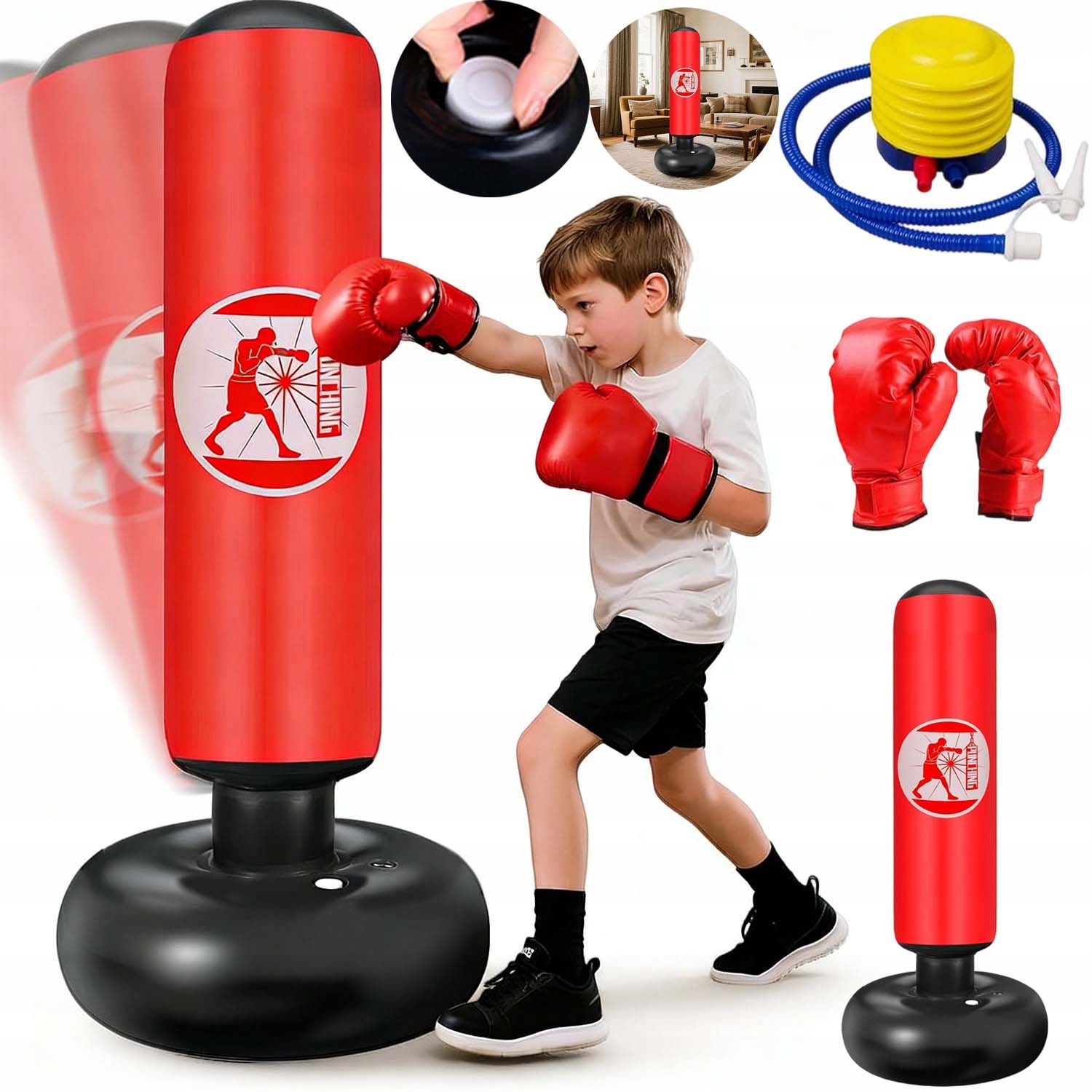 Nafukovací Boxovací Pytel Volně Stojící Boxovací Karate Mma Kickbox