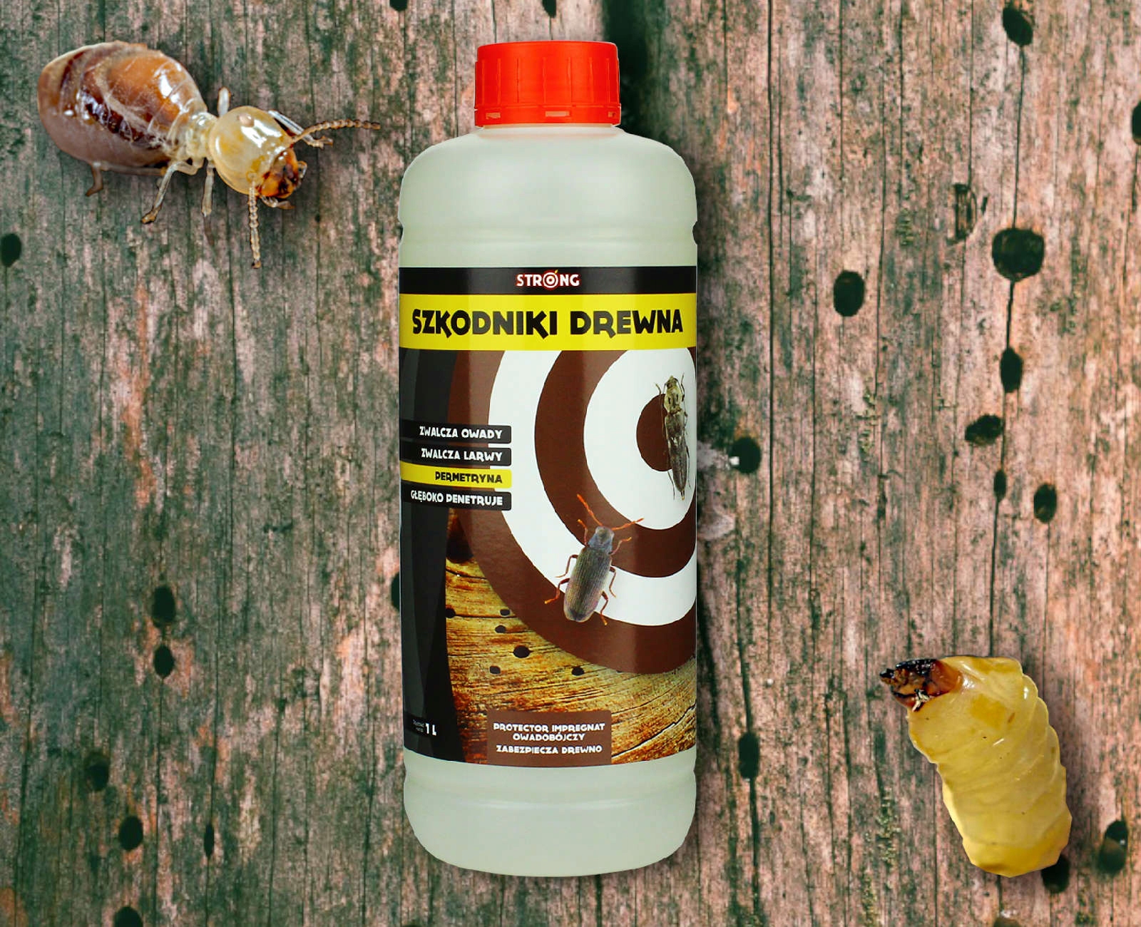 STRONG ŚRODEK PREPARAT ZWALCZA KORNIKI SPUSZCZELE KOŁATKI ZABEZPIECZA 1L Kod producenta 1738