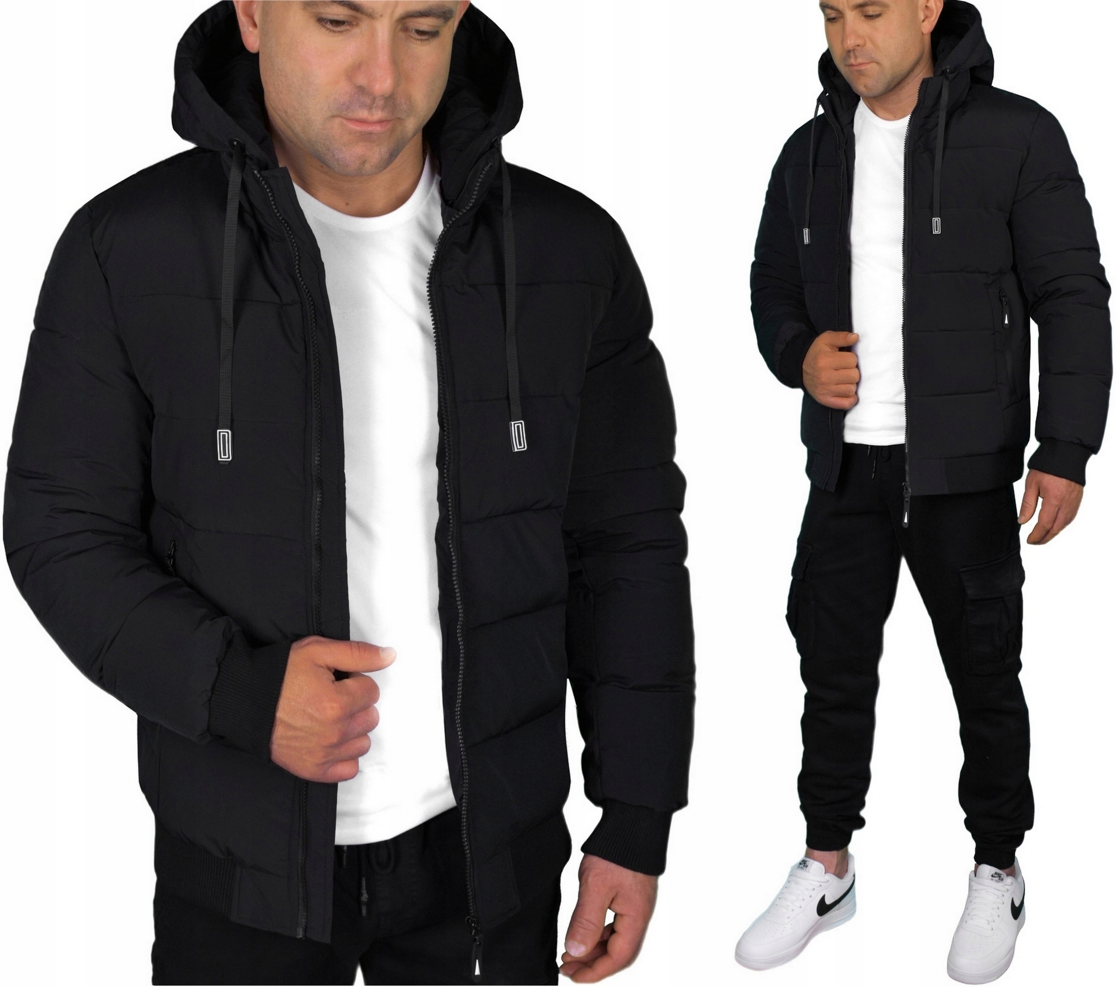 Zimní Bunda Pánská Péřová Prošívaná S Kapucí