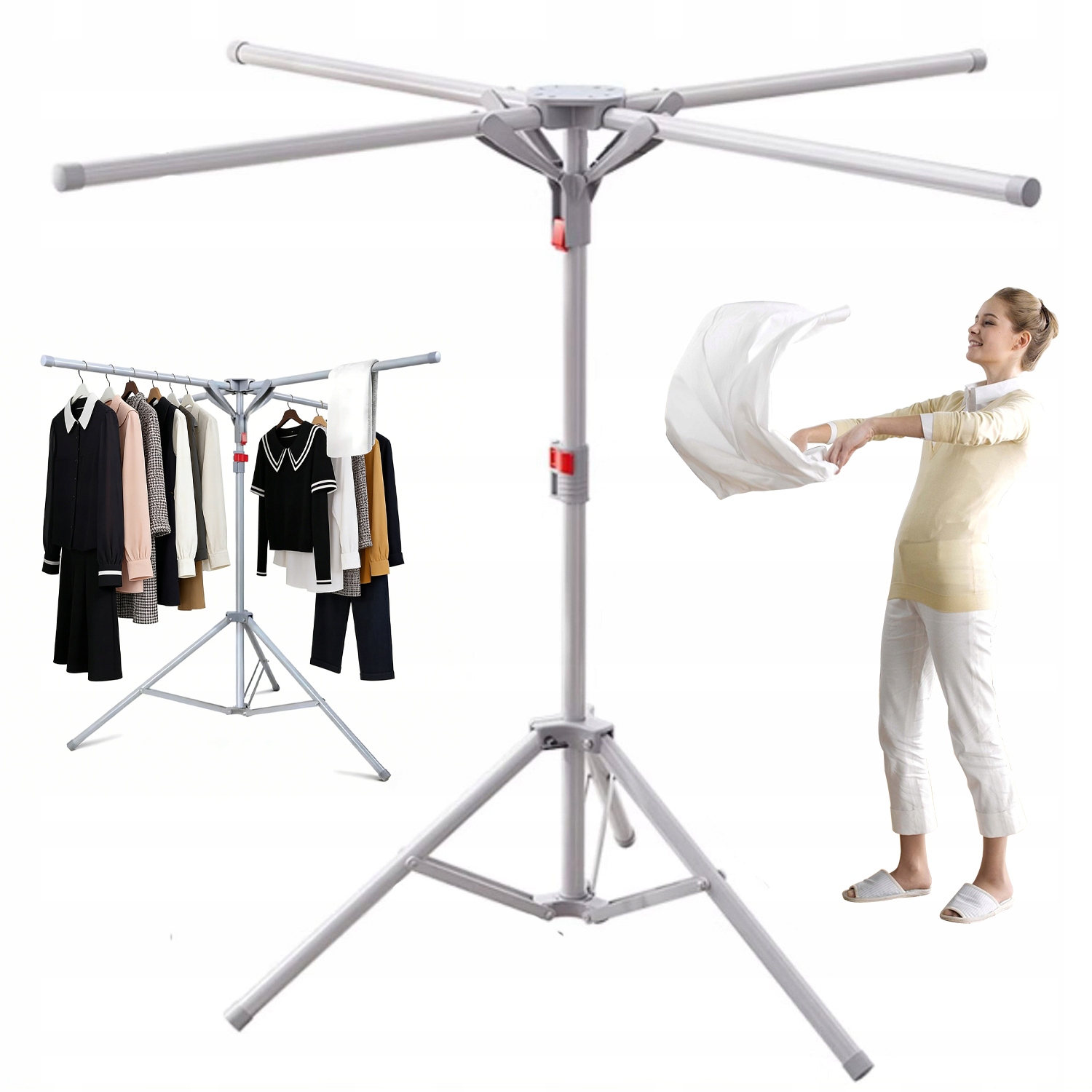 Levně Regulovatelná Sušák S 4 Kovovými Rameny Odolná Vůči Korozi