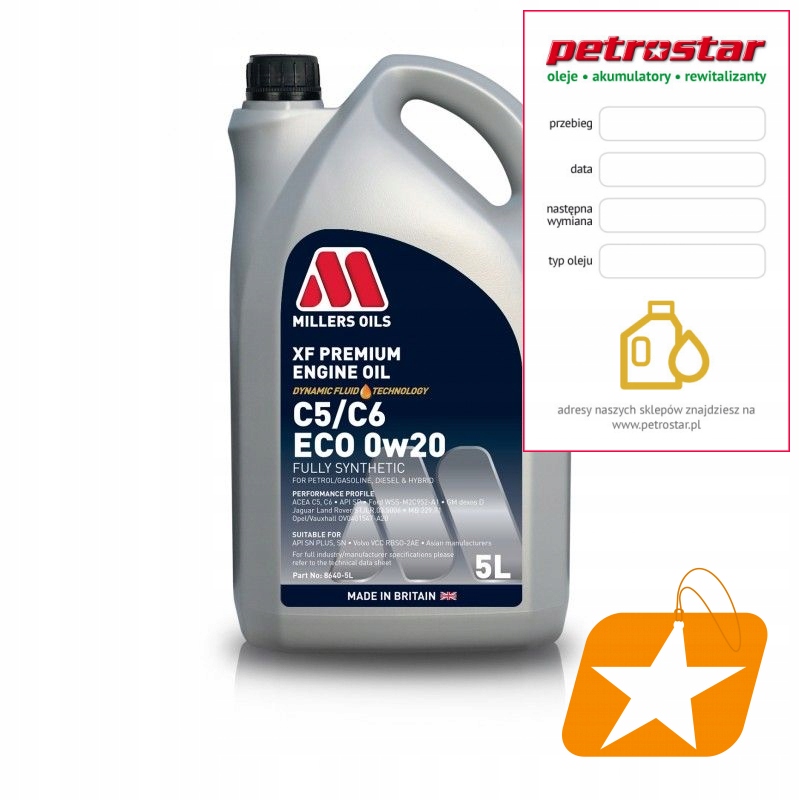 Millers Xf Premium C5/C6 Eco 0W20 5L