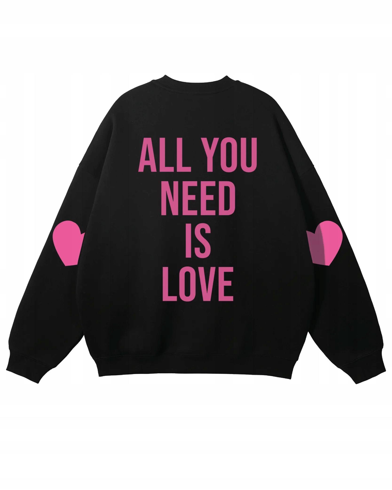 Volná Oversize mikina All You Need Is Love 100% Bavlna streetwear, černá, XXL
