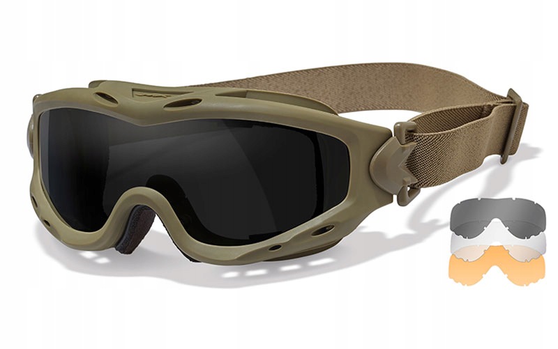 Gogle balistyczne Wiley X Spear Smoke/Clear/Light Rust Tan Frame SP293T