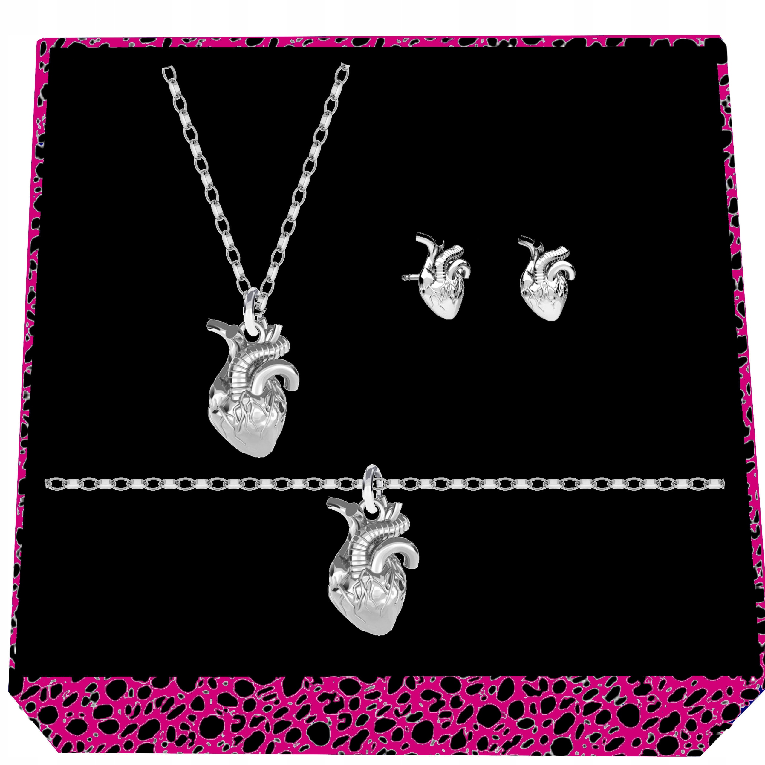 3D Anatomické Srdce Stříbrný komplet rolo oval stříbro 925