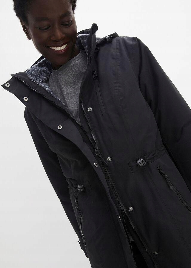 48 Bonprix PŁASZCZ 3 W 1 Z KURTKĄ WEWNĘTRZNĄ Z POLARU Dekolt stójka