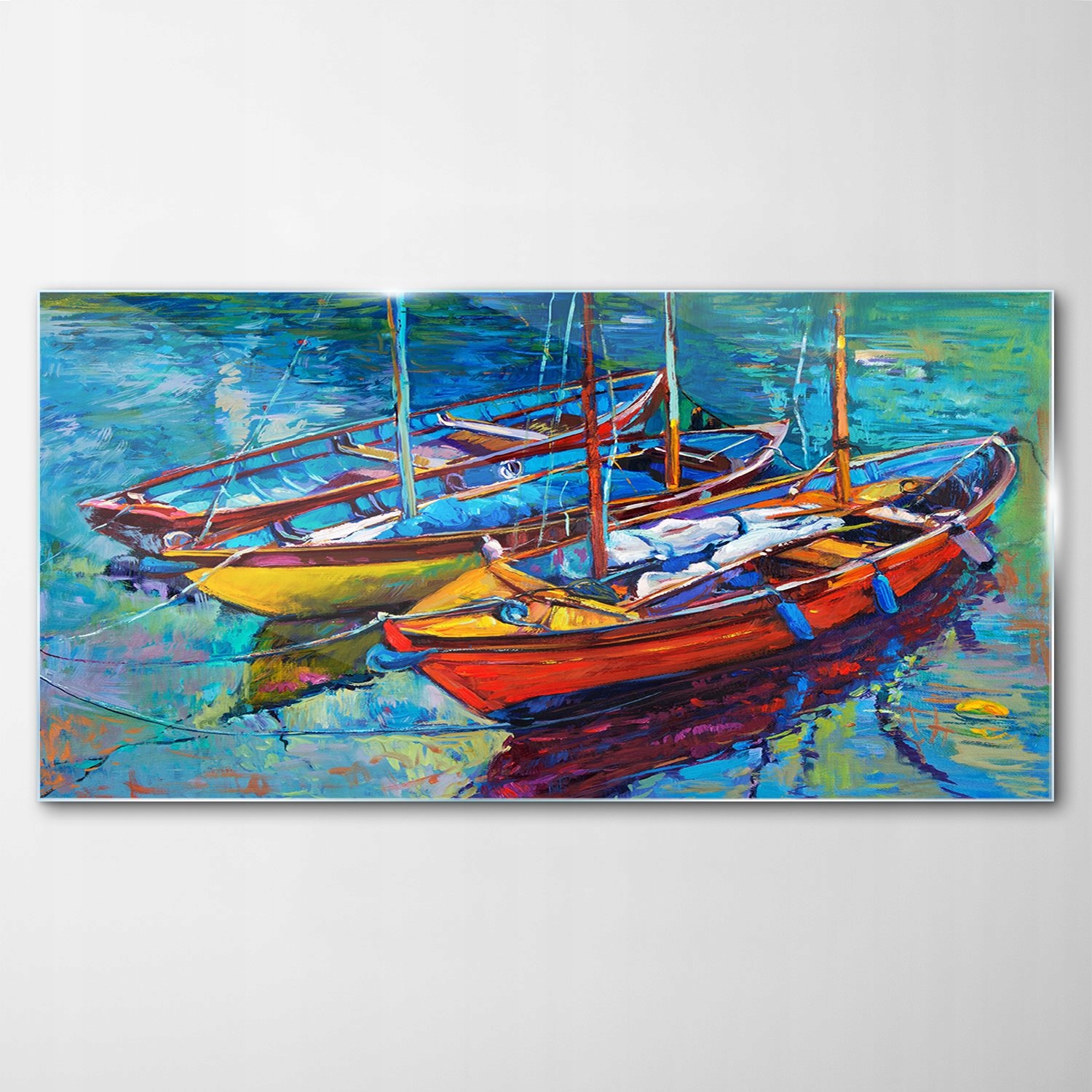 Obraz na skle Dekor Jazero More Loďka 120x60