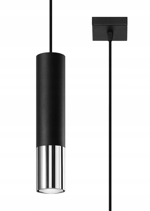 Závěsná lampa Sollux Loopez 1 Černá/Chrom IP20 GU10 Metal 40W