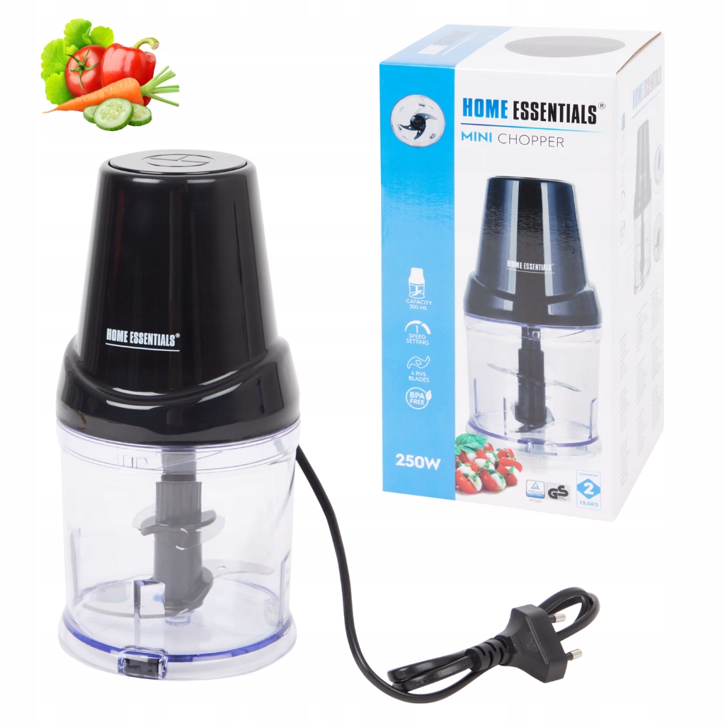Rozdrabniacz Elektryczny Czarny Blender Kuchenny Siekacz Do Żywności 500 ml
