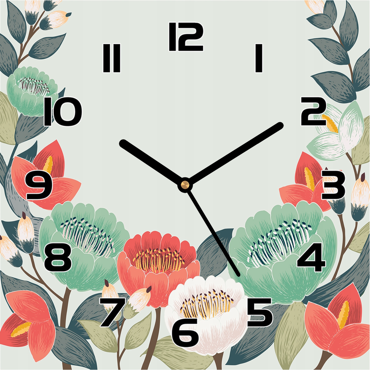 

Szklany zegar na prezentWiosenne kwiaty 30x30 cm