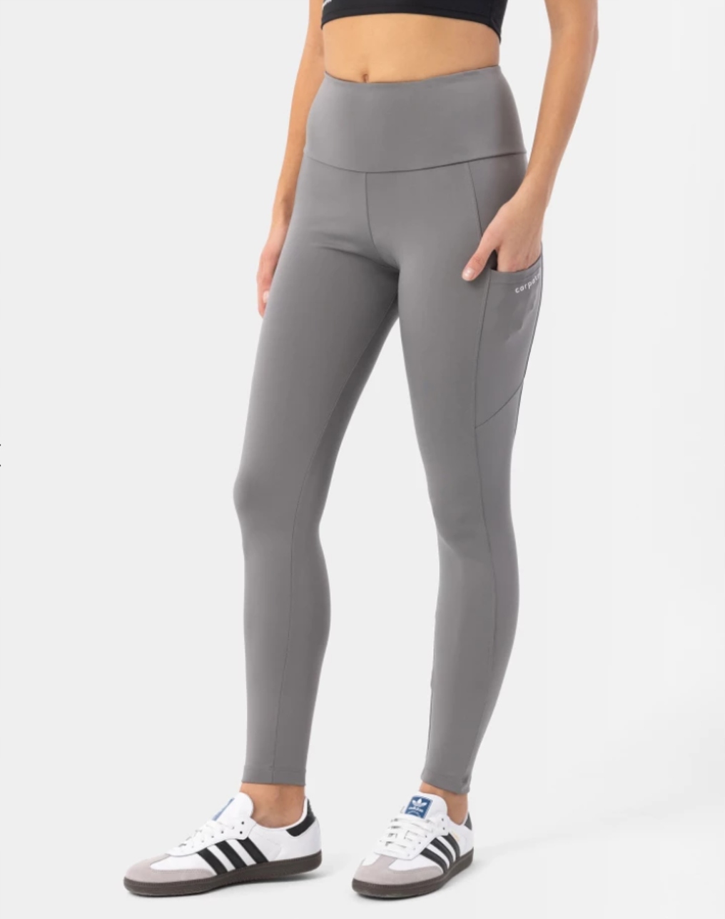 LEGGINSY SZARE DO BIEGANIA Z WYSOKIM STANEM CARPATREE - S Kolekcja LIBRA