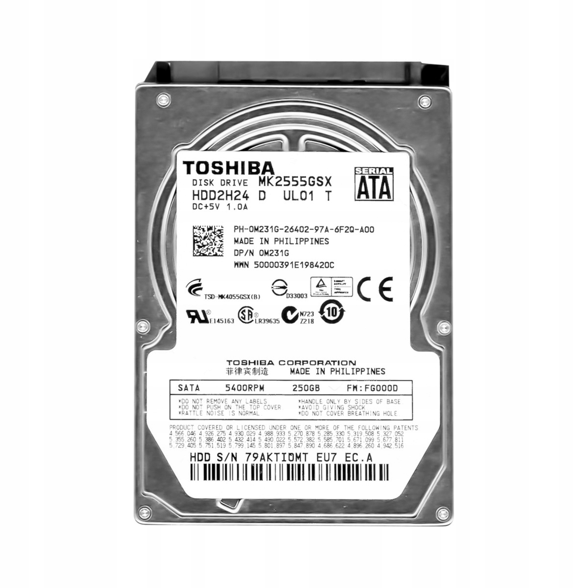Toshiba 250GB 5.4K 8MB Sata II 2.5'' MK2555GSX